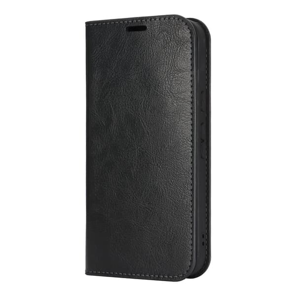 Google Pixel 10a Fodral Flip Äkta Läder Svart