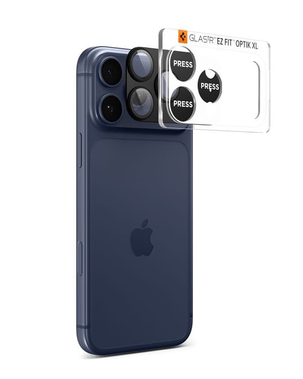 Spigen iPhone 17 Pro Max Linsskydd Optik Pro GLAS.tR "Ez Fit" Svart