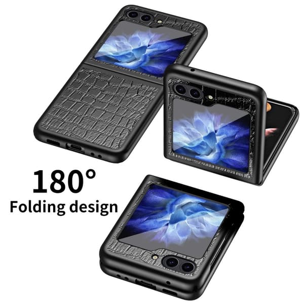 Galaxy Z Flip 6 / 7 FE Skal Krokodil Textur Läder Blå