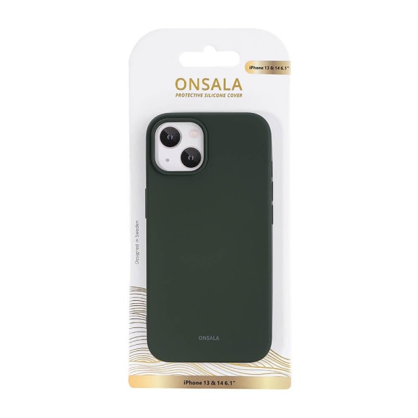 ONSALA iPhone 14 / 13 Mobilskal Silikon Olivgrön