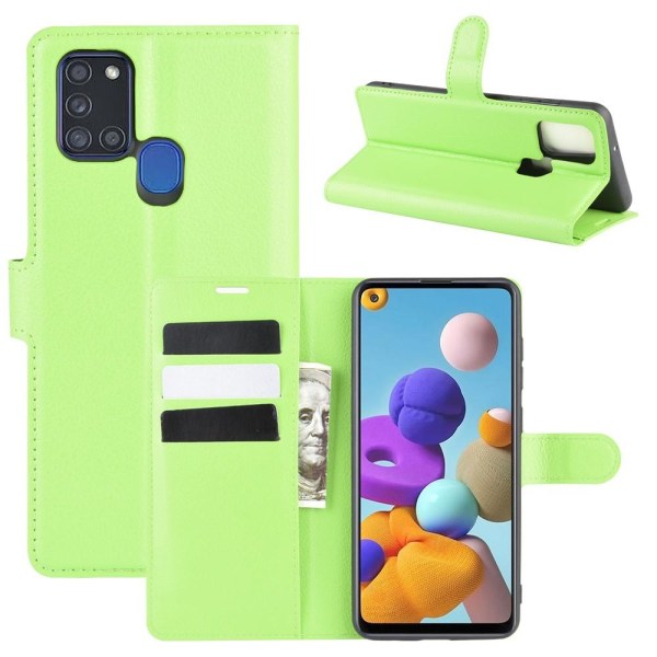 Samsung Galaxy A21s - Litchi Plånboksfodral - Grön Green Grön