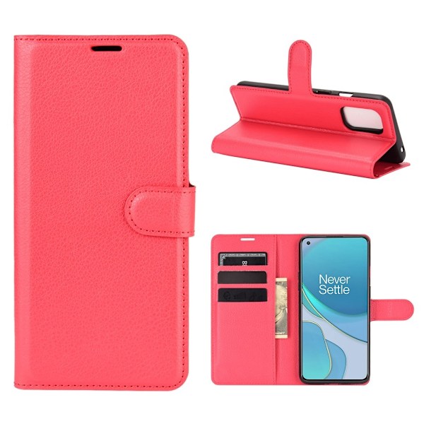 OnePlus 8T / 8T+  - Litchi Läder Fodral - Röd Red Röd