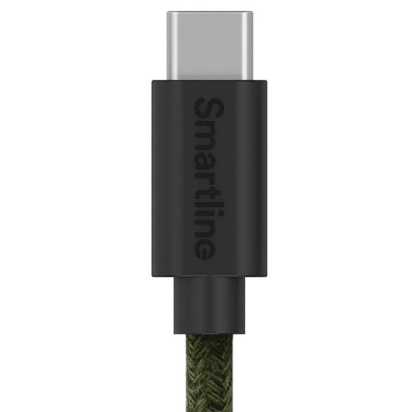 Smartline 2m 3A USB-C Fuzzy Laddningskabel Grön