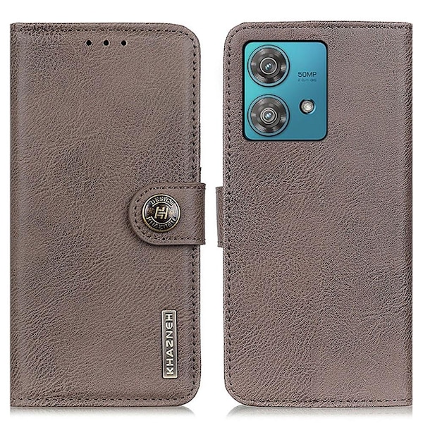 KHAZNEH Motorola Edge 40 Neo 5G Fodral Läder Khaki