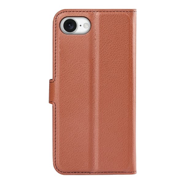 iPhone 17e / 16e Fodral Litchi Läder Brun