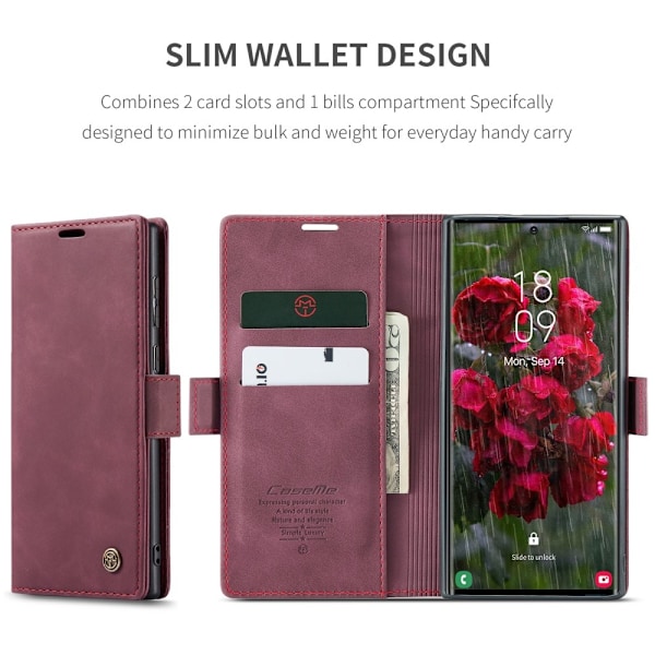 CASEME Samsung Galaxy S25 Ultra Fodral Retro Läder Röd
