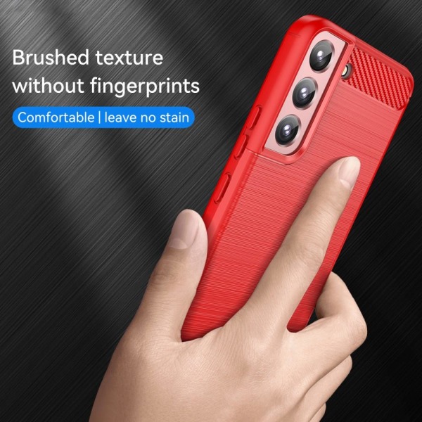 Samsung Galaxy S22 Plus Skal Borstad Stål Textur Röd