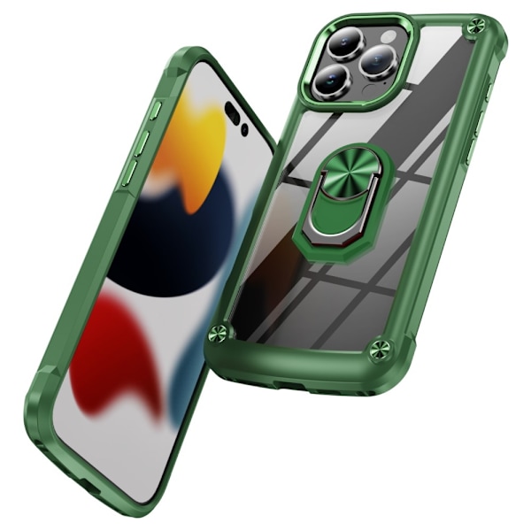 iPhone 16 Pro Max Skal Shockproof Ring Hybrid Grön