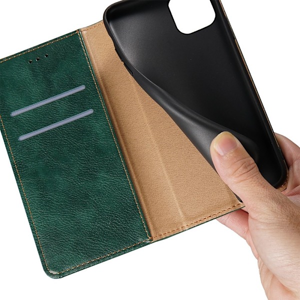 Xiaomi Redmi 9C Fodral Flip Läder Mörk Grön