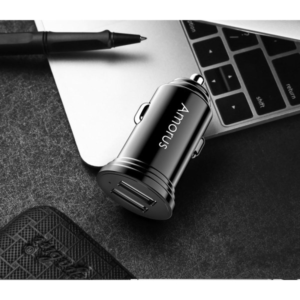 AMORUS Snabbladdare Dubbel-USB 3.4A - Svart Black Svart