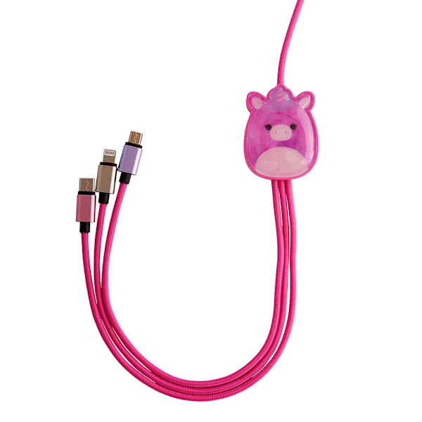 Squishmallows Laddningskabel 1,2m  3in1 USB-C/Micro/Lightning Lola