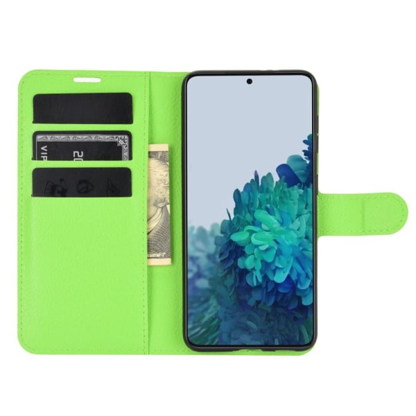 Samsung Galaxy S21 Plus - Litchi Läder Fodral - Grön Green Grön