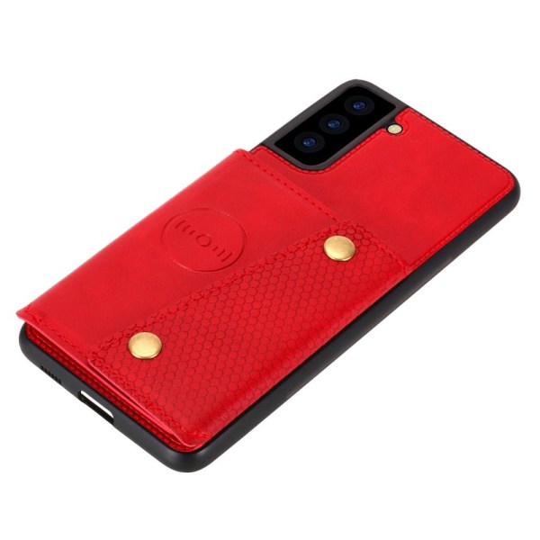 Samsung Galaxy S21 - Läder Skal Med Kortfack Och Magnet - Röd Red Röd