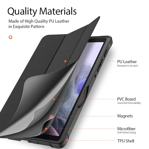 Samsung Galaxy Tab A7 Lite 8.7 - DUX DUCIS DOMO Tri-Fold Fodral - Svart