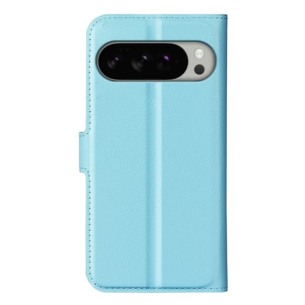 Google Pixel 10 Pro XL Fodral Litchi Läder Blå
