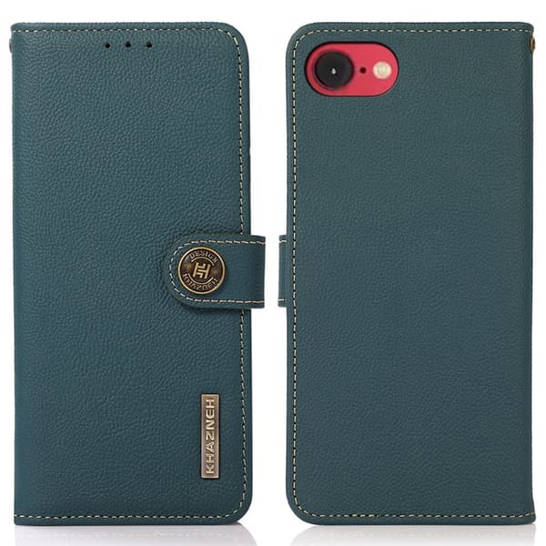 KHAZNEH iPhone 17e / 16e Fodral Äkta Läder Grön