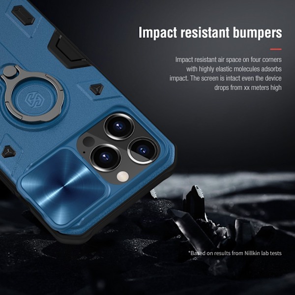 iPhone 13 Pro Max - NILLKIN CamShield Armor Hybrid Ring Skal - Blå
