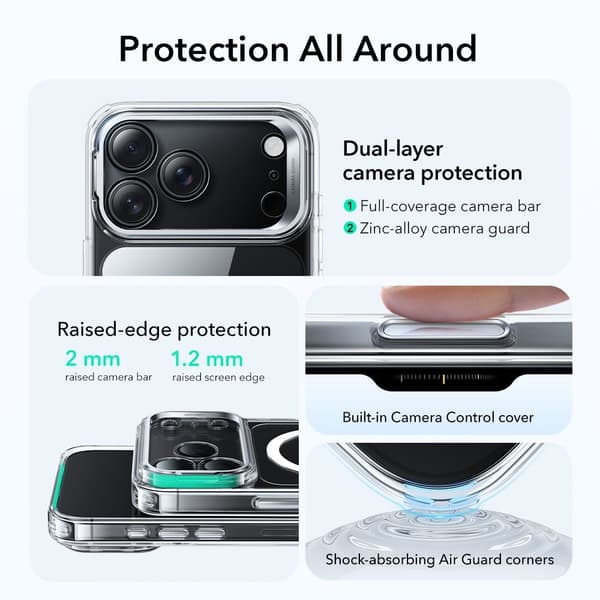 ESR iPhone 17 Pro Max Skal MagSafe Classic Kickstand Transparent