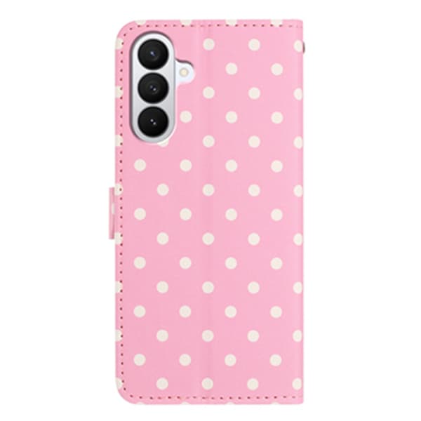Samsung Galaxy S26 Plus Fodral Polka Dot Läder Rosa/Vit