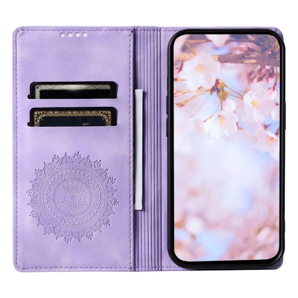 iPhone 16e Fodral Flip Mandala Läder Lila