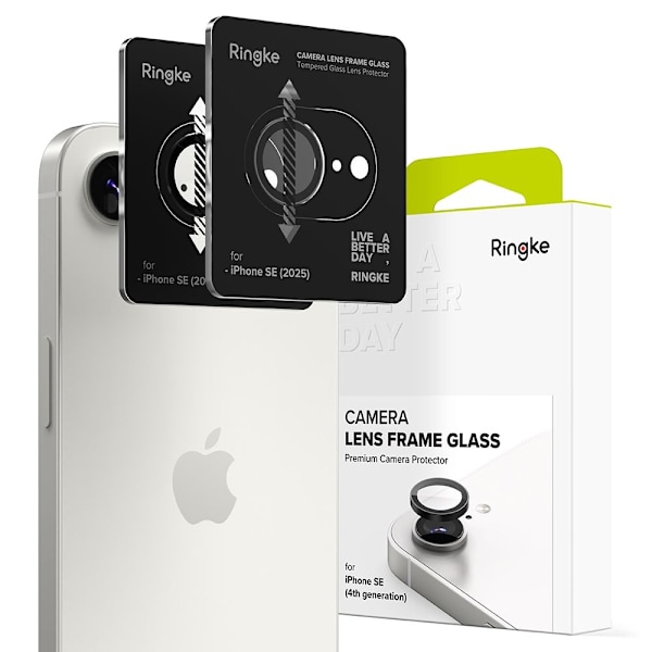 Ringke iPhone 17e / 16e 2-PACK Linsskydd Härdat Glas Svart