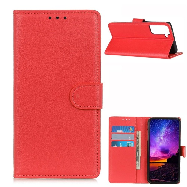 Samsung Galaxy S21 - Litchi Textur Fodral - Röd Red Röd