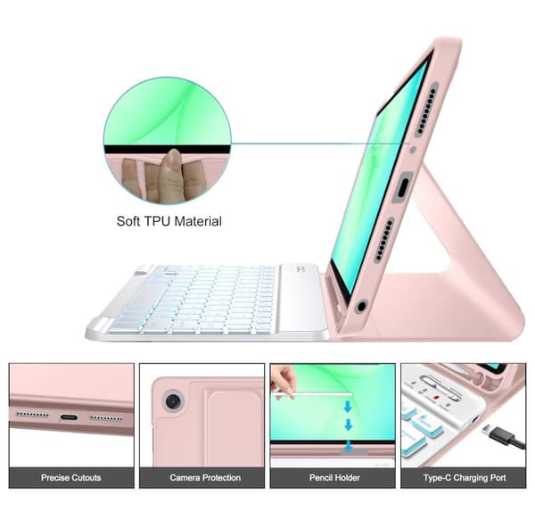 Tech-Protect Galaxy Tab A11 Plus/A9 Plus Fodral SC Tangentbord Rosa