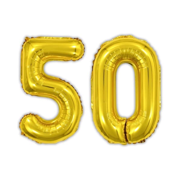 Sifferballong 50 År 70 cm Guld