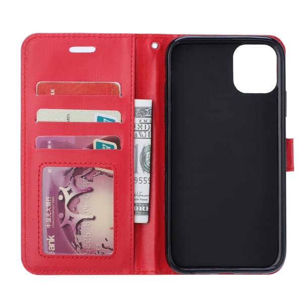 iPhone 11 Pro Max - Crazy Horse Plånboksfodral - Röd Red Röd