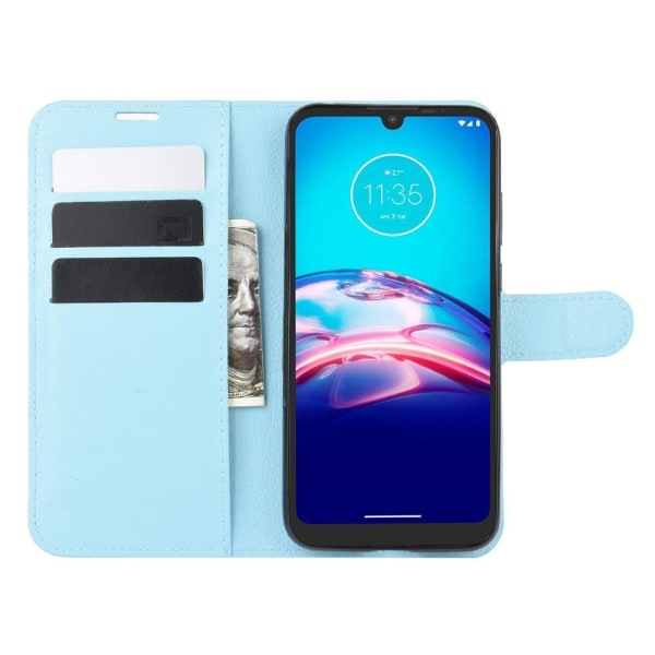 Motorola Moto E6s (2020) - Litchi Plånboksfodral - Ljus Blå LightBlue Ljus Blå