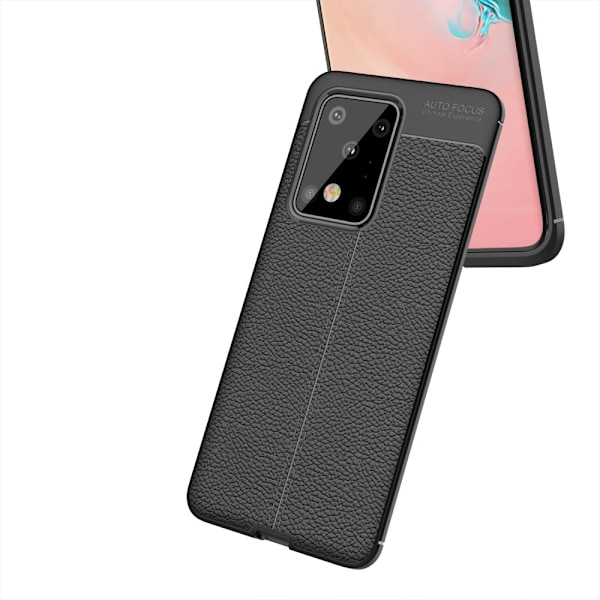 Samsung Galaxy S20 Ultra - Litchi Skal - Svart Black Svart