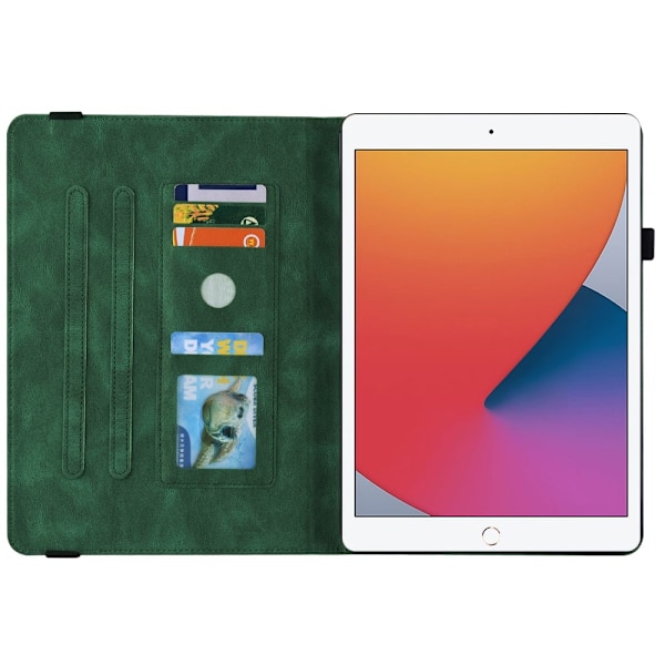 iPad 10.2 2019/2020/2021 Fodral Butterfly Flower Grön