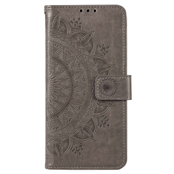 Motorola Moto E22i Fodral Mandala Läder Grå