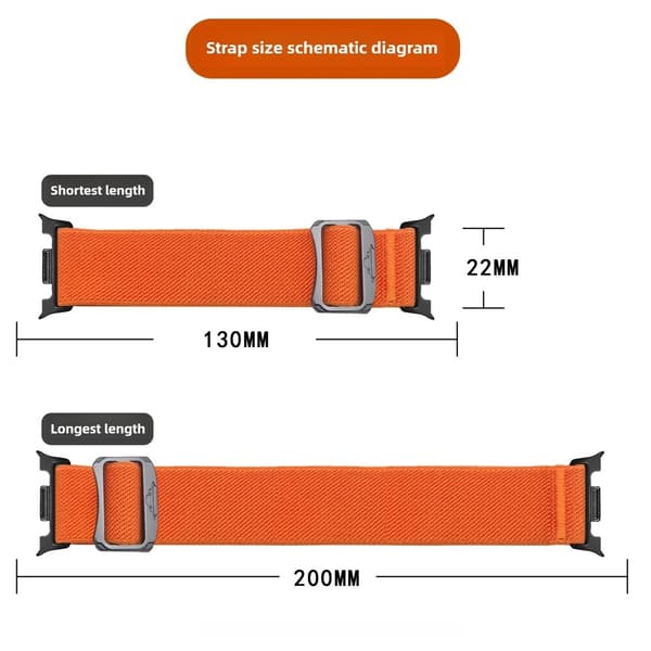 Galaxy Watch 8 46/44/40 mm Armband Justerbart Nylon Grå