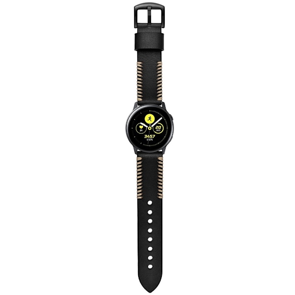 Äkta Läder Armband Vävd För Smartwatch - Svart (20 mm) Black Svart (20 mm)