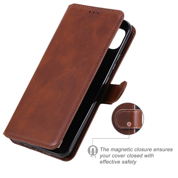 Realme C21 - Solid Läder Fodral - Brun Brun