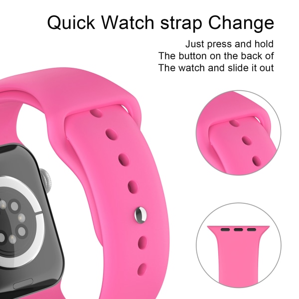 Apple Watch 42/44/45/49 mm Silikon Armband (S/M) Hot Pink