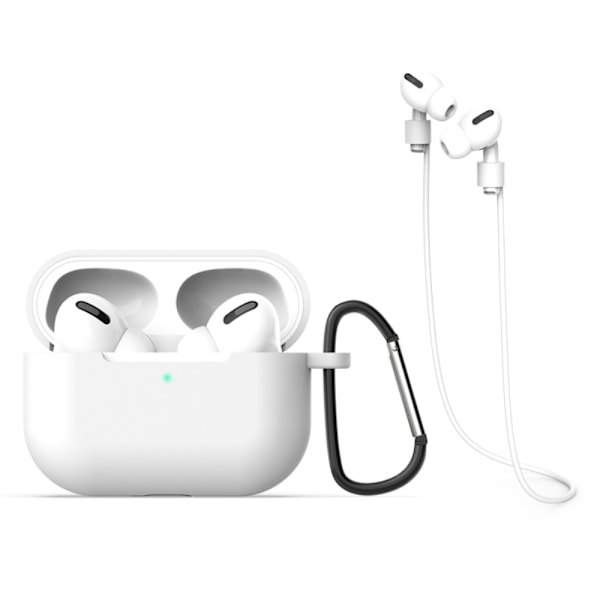 AirPods Pro Strap och Silikonskal med krok - Vit White Vit
