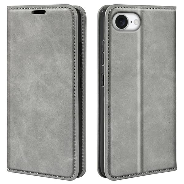 iPhone 17e / 16e Fodral Flip Skin Touch Grå