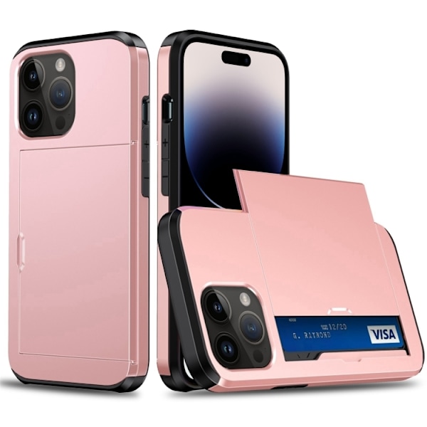 iPhone 15 Pro Skal Med Kortfack Roséguld