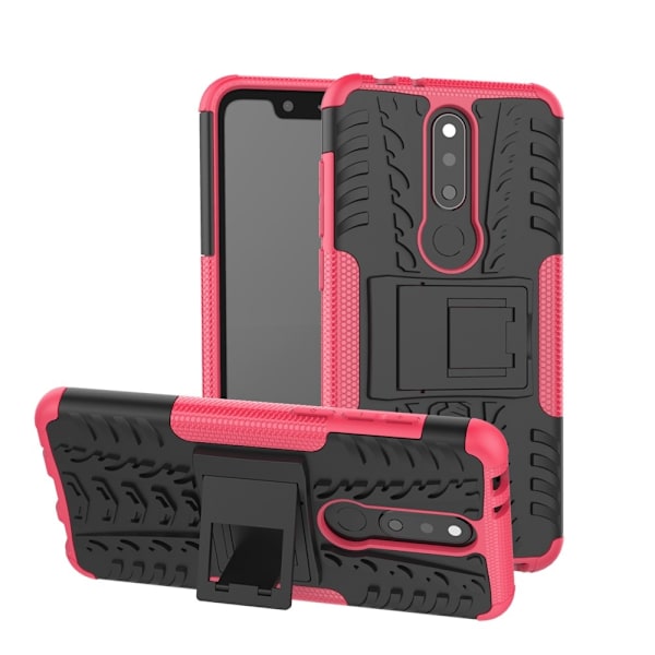 Nokia 5.1 Plus - Ultimata stöttåliga skalet med stöd - Rosa Pink Rosa