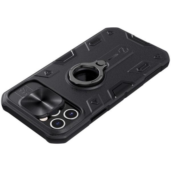 iPhone 12 / 12 Pro - NILLKIN CamShield Armor Ring Skal - Svart Black Svart
