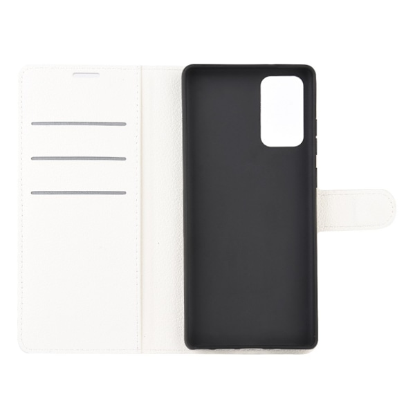 Samsung Galaxy Note 20 - Litchi Plånboksfodral - Vit White Vit