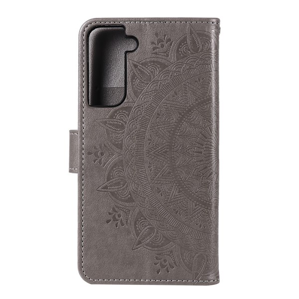 Samsung Galaxy S21 Plus - Mandala Plånboksfodral - Grå Grey Grå