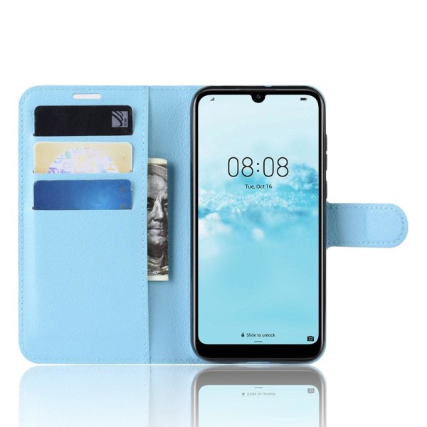 Huawei Y5 (2019) - Litchi Plånboksfodral - Ljus Blå LightBlue Ljus Blå