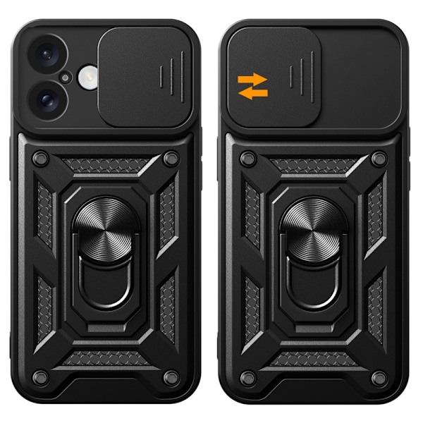 iPhone 16 Plus Skal CamShield Ring Hybrid Svart