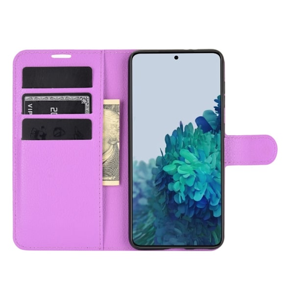 Samsung Galaxy S21 Plus - Litchi Läder Fodral - Lila Purple Lila