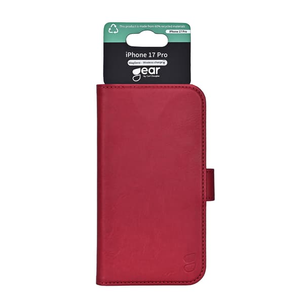 Gear iPhone 17 Pro Fodral MagSafe Läder Deep Red