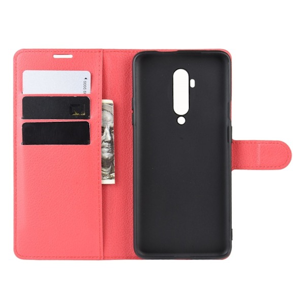 OnePlus 7T Pro - Litchi Plånboksfodral - Röd Red Röd