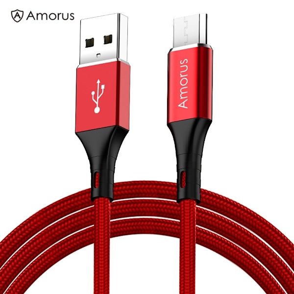 AMORUS MicroUSB 1 Meter - Röd Red Röd